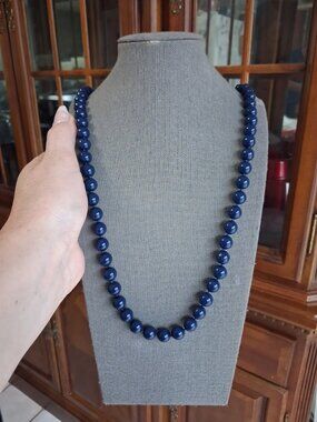 28 inch Navy beaded necklace